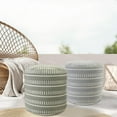 thumbnail image 4 of 20" Green Polyester Round Striped Indoor Outdoor Pouf Ottoman, 4 of 10