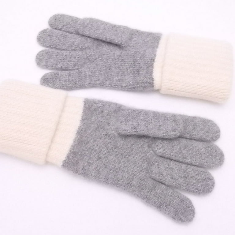 Authenticated Used Chanel CHANEL gloves here mark glove gray x off-white  100% cashmere ladies 