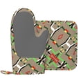 thumbnail image 2 of DouZhe Oven Mitts and Pot Holders Sets, Aztec Style Mosaic Drawing Prints Non-Slip Heat Resistant Kitchen Oven Silicone Glove, 2 of 7