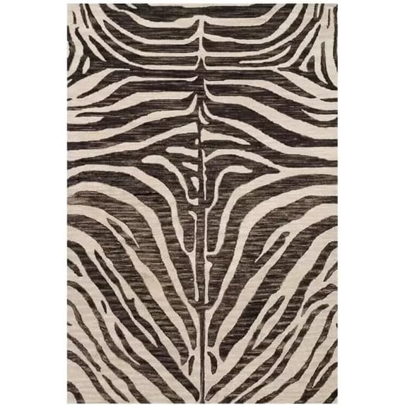 AVYAY RUGS Handmade Tufted Wool Area Rug, Zebra Animal Print, Chocolate Brown & Cream, Indoor Rectangle Rug for Living Room, Bedroom & Office, 4' x 6'