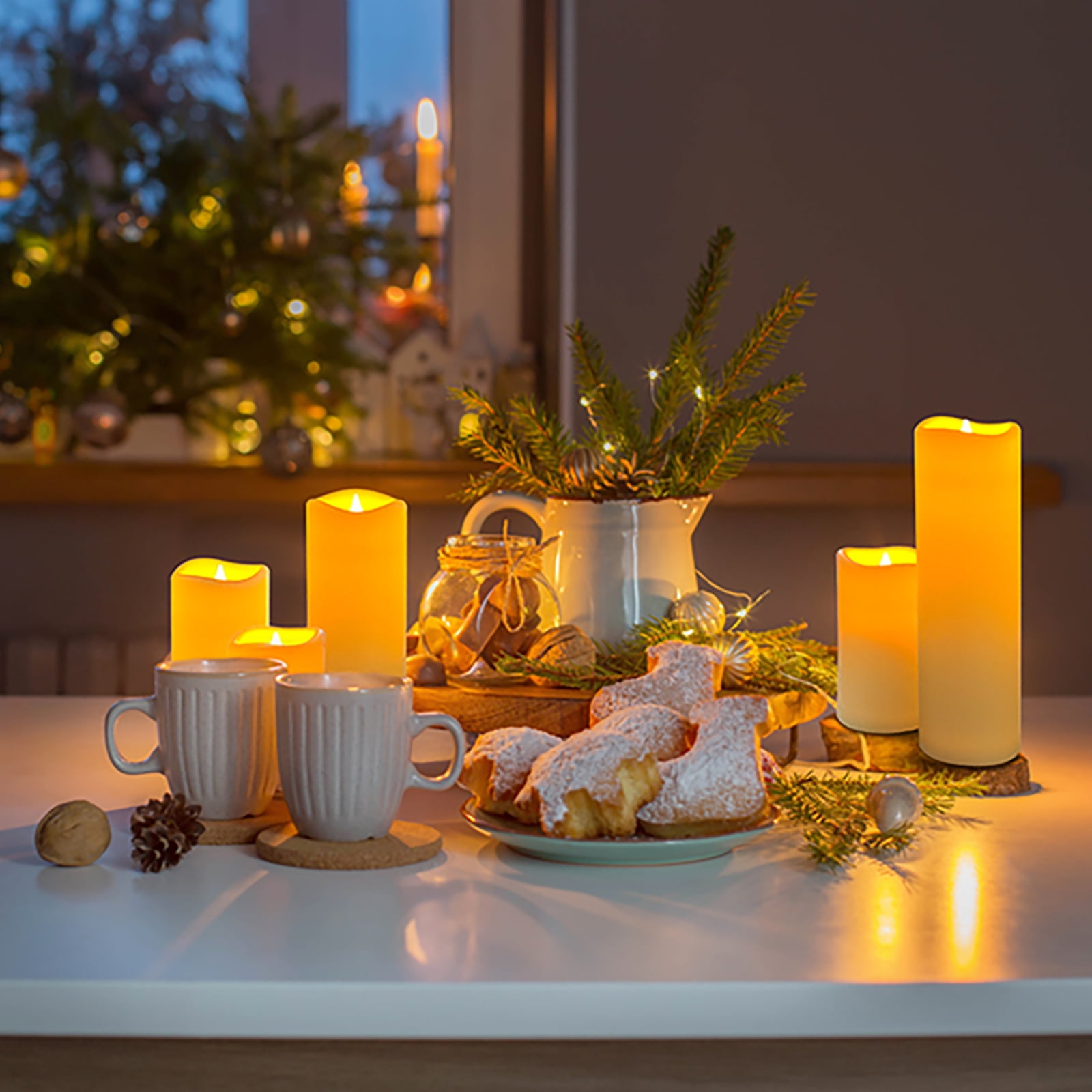 5 Pack LED Candles Flickering Flameless Candles with Remote Timer for Romantic Ambiance, Home Decor Mood Lighting Cozy Fall Decor Battery Operated Candles, Outdoor Waterproof