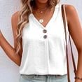 thumbnail image 2 of Camisole Tops for Women Sleeveless Solid Color V Neck Buttoned Casual Vest Womens Summer Tank Tops, 2 of 4