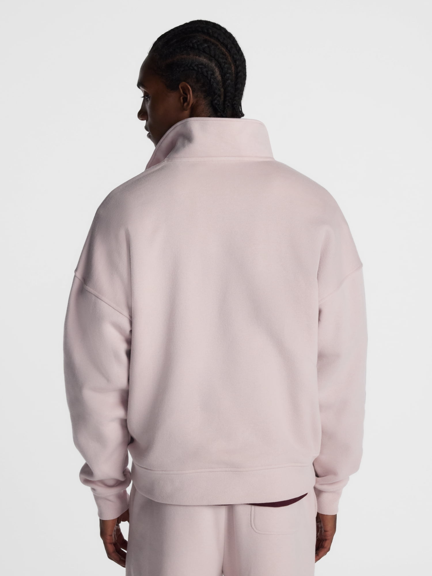 No Boundaries Boxy Fit Quarter Zip Fleece Sweatshirt with Long Sleeves, Men's XS-4XLT