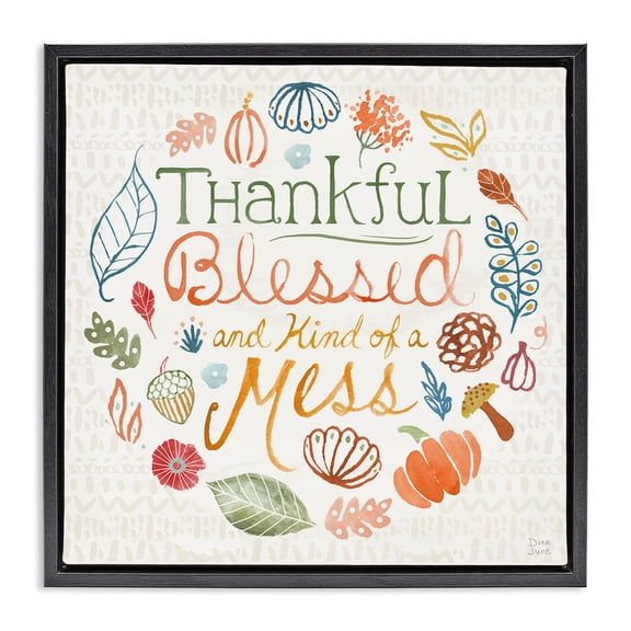 Stupell Industries Eclectic Black Floating Frame Canvas Art, 18 x 18, by Dina June