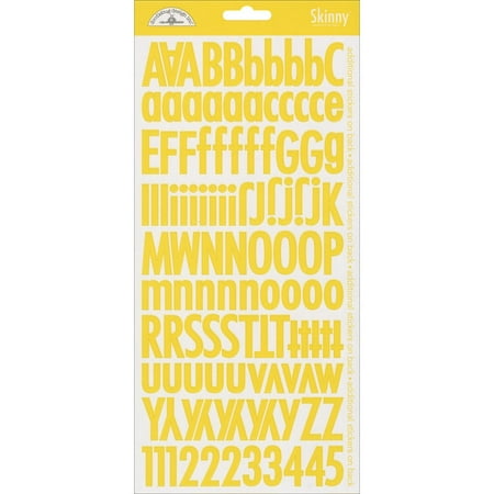 Doodlebug Designs Cardstock Alphabet Stickers - Skinny Cardstock Alpha Stickers, Bumblebee, The perfect additions to all your paper crafting projects! Contains two 13x6 inch sheets with over 200 alphabet and number.., By DOODLEBUG