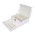 thumbnail image 2 of Caja de almacenamiento de joyas de madera blanca, gran capacidad, 2 capas, múltiples compartimentos, Estuche De Viaje portátil de cuero PU para joyería, 2 of 10