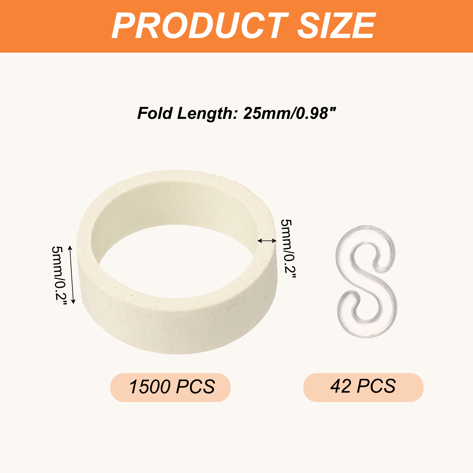 1500Pcs Rubber Bands, 0.98x0.2 Inch Elastic Bands Cable Ties for Office, White