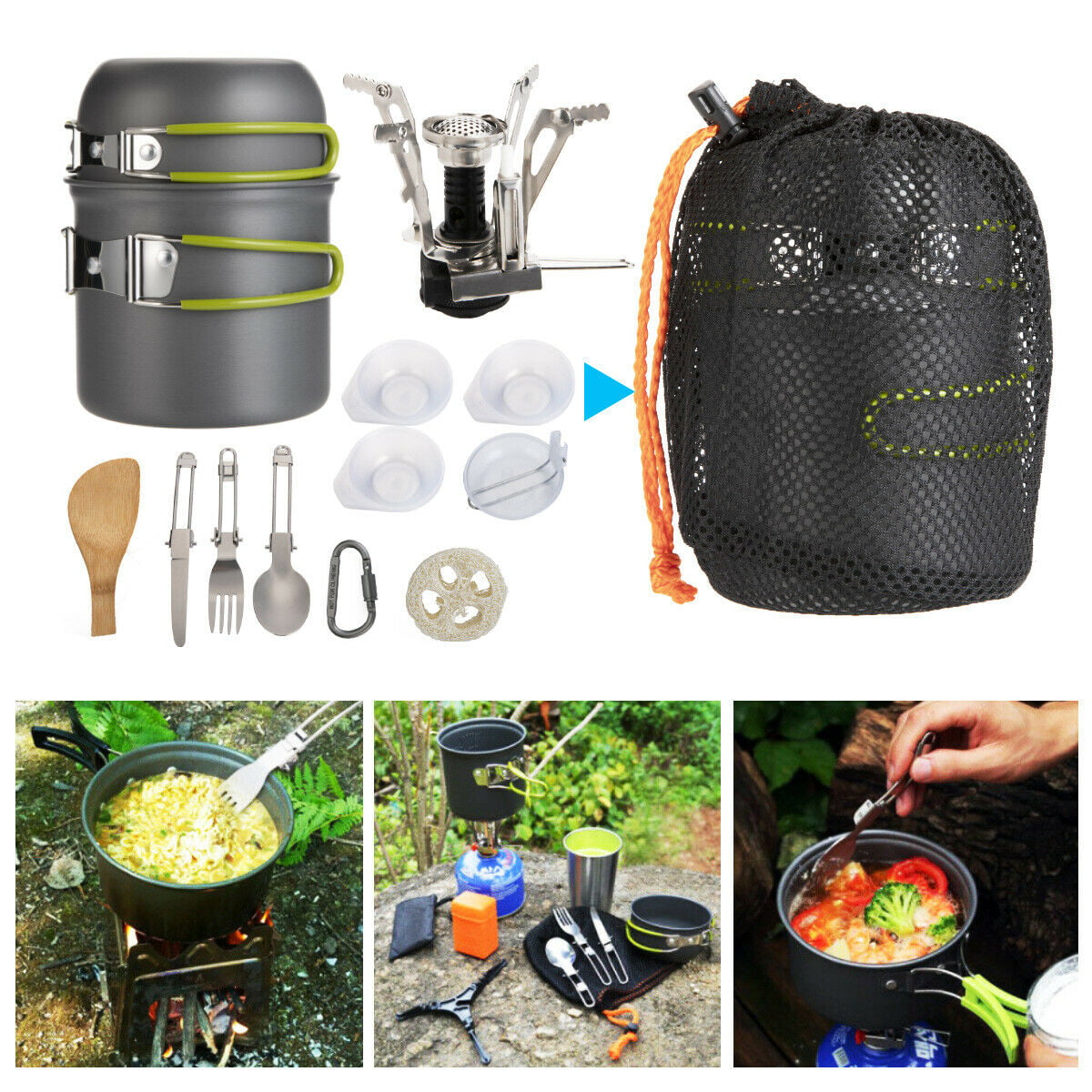 Portable Gas Camping Stove Butane Propane Burner Outdoor Hiking Picnic Cookware 