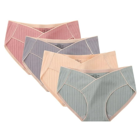 Dasayo Women Panties Maternity Cotton Pink Plus Size Comfy 4 Pcs Solid Panties Brief Underwear for Women L