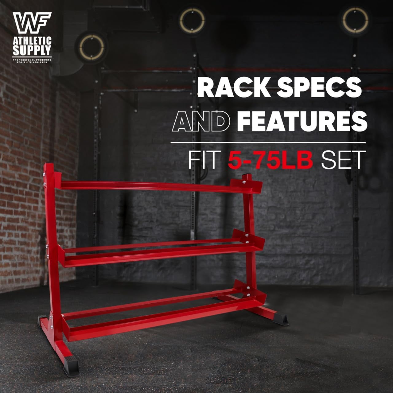 WF Athletic Supply Heavy-Duty Dumbbell Rack Stand, Weight Rack for Home Gym, Weight Holder, Available Sizes for Storage 5-75LB Dumbbell Pairs, Blue, RACK ONLY