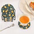 thumbnail image 3 of Yayeee 6 PCS Drink Coasters with Holder Set Woven Absorbent Round Tabletop Hot Pad, Blue Floral Lemons, 3 of 7