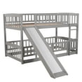 thumbnail image 4 of Bunk Bed with Slide,Full Over Full Low Bunk Bed Can Be Converted into Loft Bed with Fence and Ladder,Solid Wood with Ladder and Fun Small Door,for Toddler Kids Teens,White, 4 of 7