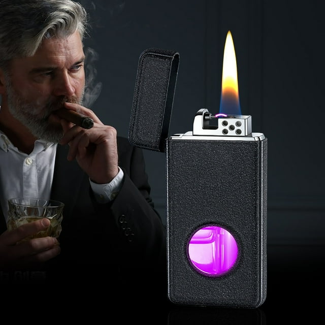 BAOPAI Premium Metal Voice Activated Kerosene Lighter with Large Capacity Multicolor LED Light and Transparent Tank for Camping Outdoor Use and Business Gifts