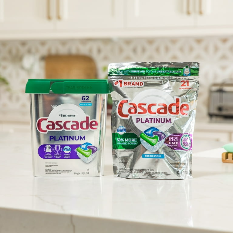 Cascade Platinum Dishwasher Detergent, Fresh Scent, ActionPacs - 36 pacs, 568 g