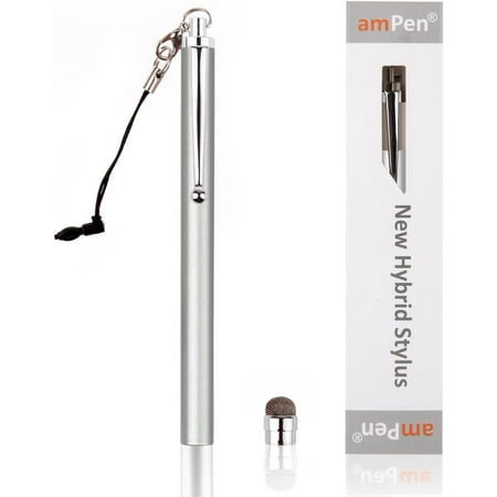 amPen Hybrid Stylus Pen - Interchangeable Hybrid Tip Touchscreen Stylus (Silver)