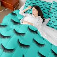 thumbnail image 4 of Castle Fairy Elegant Eyelash Twin Bedding Sets 7-Piece for Adults Female Women,Black Teal Bedding Comforter Set Microfiber,Bling Makeup Breathable Sheet Sets,Lightweight Room Decor,Reversible, 4 of 8