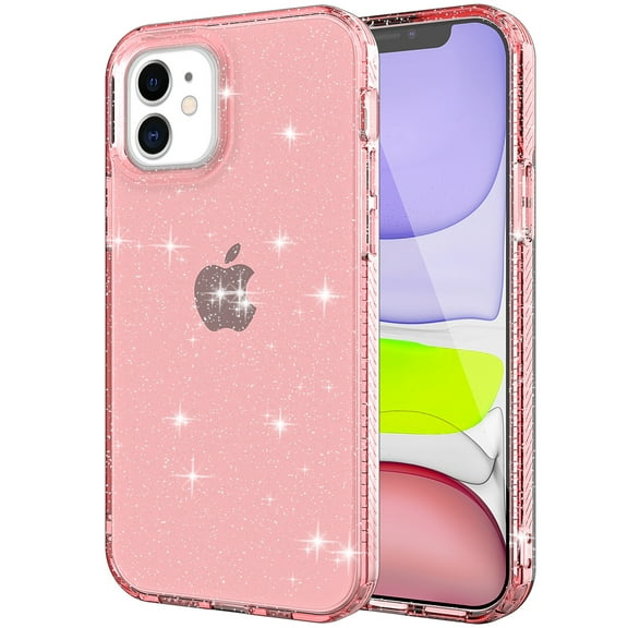 iPhone 12 mini Clear Case, Dteck Bling Glitter Transparent Clear Case Sparkle Flexible Soft TPU Protective Cover for Apple iPhone 12 mini 5.4 inch, Pink
