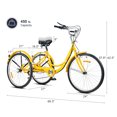 thumbnail image 4 of Viribus 24" Adult Tricycle 7 Speed 3 Wheel Beach Cruiser Bike Trike for Men Women, Yellow, 4 of 10