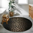 thumbnail image 4 of Round Rugs 3 Ft, Leopard Print Non Slip Area Rugs for Kitchen Bedroom Entryway, Chic Abstract Black Brown Animals Texture Washable Carpet Runner Rug Floor Mats for Bedroom Home Decor, 4 of 9