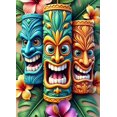 thumbnail image 3 of Tiki Mask Tropical Banner Floral Decoration Colorful Design Luau Party Outdoor Fun Backdrop for Summer Celebration, 3 of 7