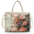 thumbnail image 2 of ZUXONGSY Tiger Peony Print Large Clear Daily PVC Tote Bag, Lightweight Waterproof Shoulder Purse with Adjustable Straps, Ideal Travel Carryall for Summer Vacations, 2 of 7