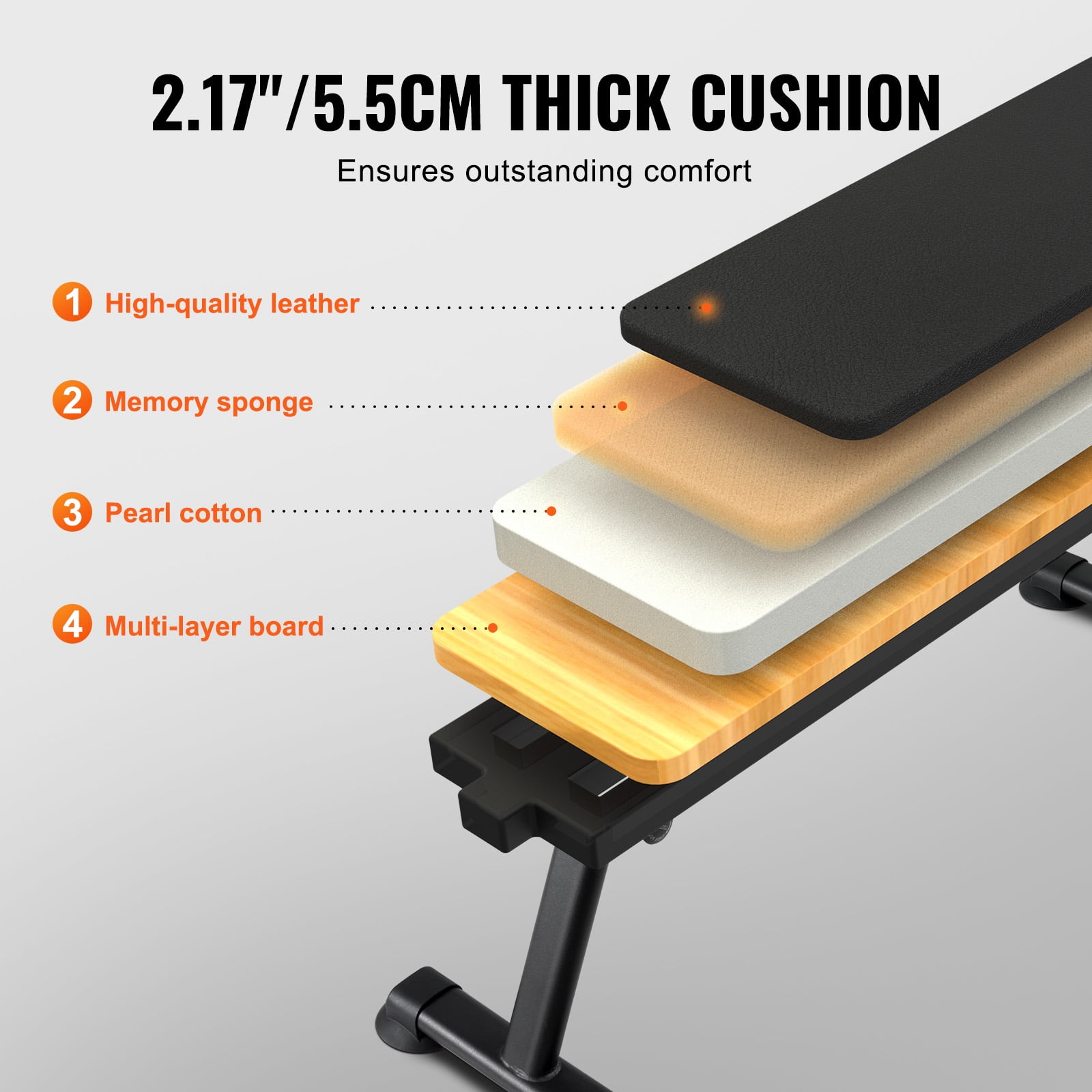 VEVOR Flat Weight Bench, Foldable Strength Training Bench, Utility Workout Bench for Full Body Workout,1000 LBS Press Bench for Home Gym Exercise,for Multi-Purpose Weight Training and Ab Exercises