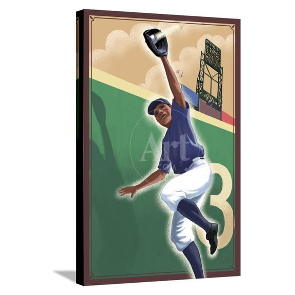 Baseball Outfielder, Stretched Canvas Wall Art by Lantern Press Sold by Art.Com