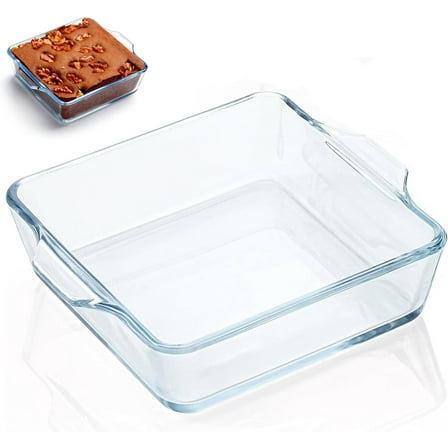 Small Casserole Dish, 5 Inch Glass Square Baking Dish Individual Portion Baking Pan for Oven Microwave Air Fryer Square Egg, Clear Prep Bowls with Handle
