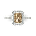 thumbnail image 2 of 1.86ct emerald cut champagne Zircon 14k white gold halo Bridal Wedding Engagement Promise Anniversary Ring for Women size 8.25, 2 of 7