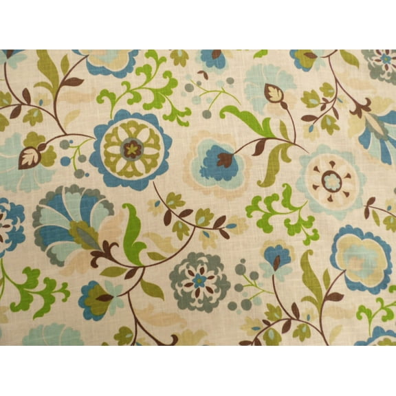 Belle Maison Daphine Linen Upholstery Drapery Fabric Surf Floral NN49