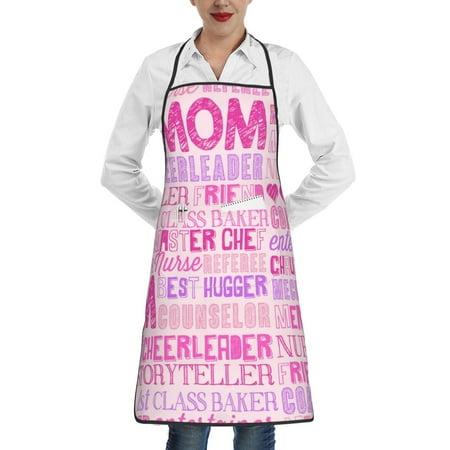 

Gaeub Best Mom ever Kitchen Cooking Aprons Adjustable Bib Apron Waterdrop and Oil Resistant Kitchen Chef Apron for Women Men