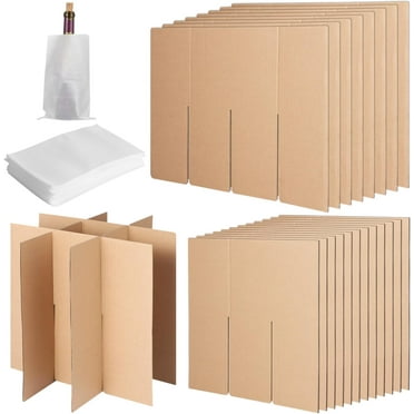 4 Sets Glass Divider Kits for Moving, Dish Packing Moving Box Kit,Kitchen Moving Box Kit, 20 Pcs Corrugate Dividers with 48 Pcs Foam Pouches Fits in16 ×12×12 Inch Box