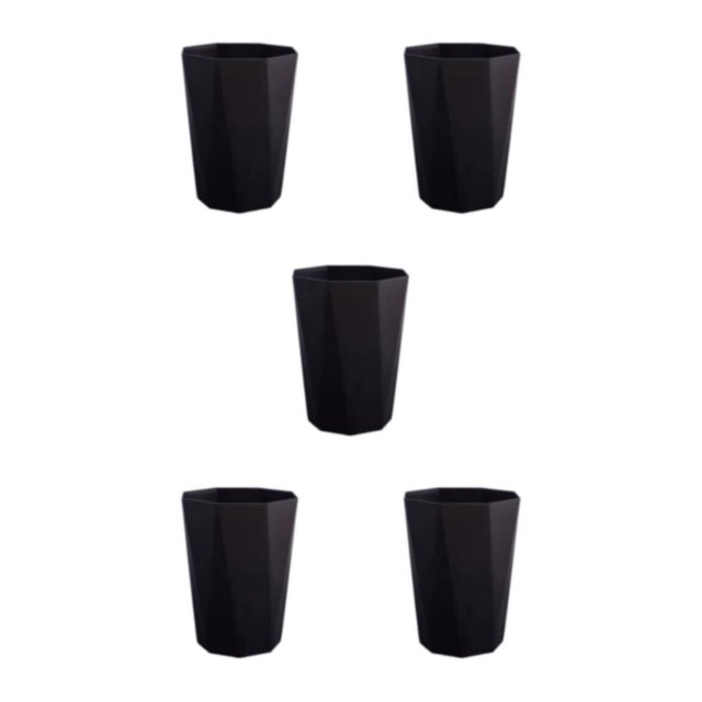 ZheElen PP Office And Home Waste Bin - 6L Capacity Easy Access Kitchen Large Capacity Kitchen Bedroom Black S 5Set