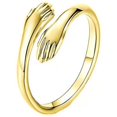 thumbnail image 2 of 925 Sterling Silver Jewelry Love Hug Ring Retro Fashion Tide Flow Open Ring Gold Gold, 2 of 4