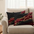 thumbnail image 2 of Red Marble Outdoor Waterproof Pillow Covers, Gold Abstract Vintage Modern Ombre Art Decorative Rectangle Throw Pillowcase Sofa Cushion Sham for Patio/Couch/Chair, 20"x12" 2 Pack, 2 of 8