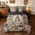 thumbnail image 4 of meiyoeat Green Rustic Camo Letter A Twin Bedding for Men Boys, Wildlife Duck Print Bedding Comforter Set, Black Reversible, 7-Piece, 4 of 6