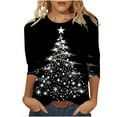 thumbnail image 2 of Up to 65 off!Lolmot Womens Christmas 3/4 Sleeve Tops Fashion Xmas Tree Graphic Tees Crewneck Pullover Tops Holiday T-Shirt Blouse,S-5XL, 2 of 4