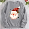 thumbnail image 2 of Women's Waffle Pullover Sweatshirt Santa Claus Graphic Tops Merry Christmas Shirts Xmas Novelty Tees Happy Festival Outfits Christmas Hat Clothing Comfy Pullovers, 2 of 7