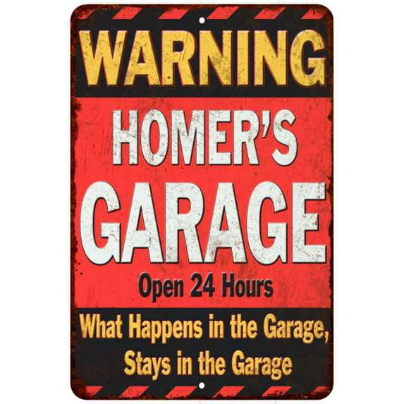 HOMER'S Garage Warning Man Cave Wall Decor 8x12 Metal Sign 108120030324