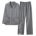 thumbnail image 2 of Afuyipoi Mens Button Down Pajama Sets,Casual Soft Lightweight Solid Color Long Sleeve Pjs Sets Gray L, 2 of 3