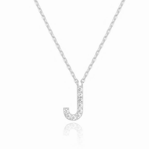 Bonjour Jewelers 14k White Gold Created White Sapphire Initial J Letter Pendant Necklace Plated