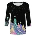 thumbnail image 4 of SELONE Christmas Tshirt Women's 3/4 Sleeve Xmas Pullover Tops Snowflake Tees Blouses Christmas Themed Clothing Christmas Outfits Ideas Holiday Attire Party Collection Xmas Apparel Blue S, 4 of 5