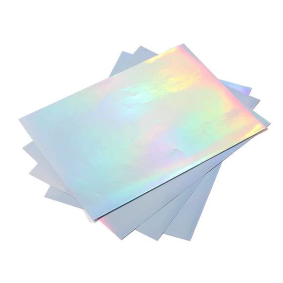 Holographic Adhesive Paper, Waterproof 22 Sheets Fast Ink Absorption Printable Holographic Sticker Paper Rapid Dry Aluminized Film for Inkjet Printers