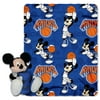 Knicks OFFICIAL National Basketball Association & Disney Cobranded, Mickey Mouse Hugger Character Shaped Pillow and 40x 50 Fleece Throw Set by The Northwest Company