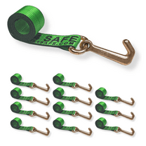 12 Pack Heavy Duty G70 2" x 10' Mini J Hook Towing Strap for Trailer Wrecker