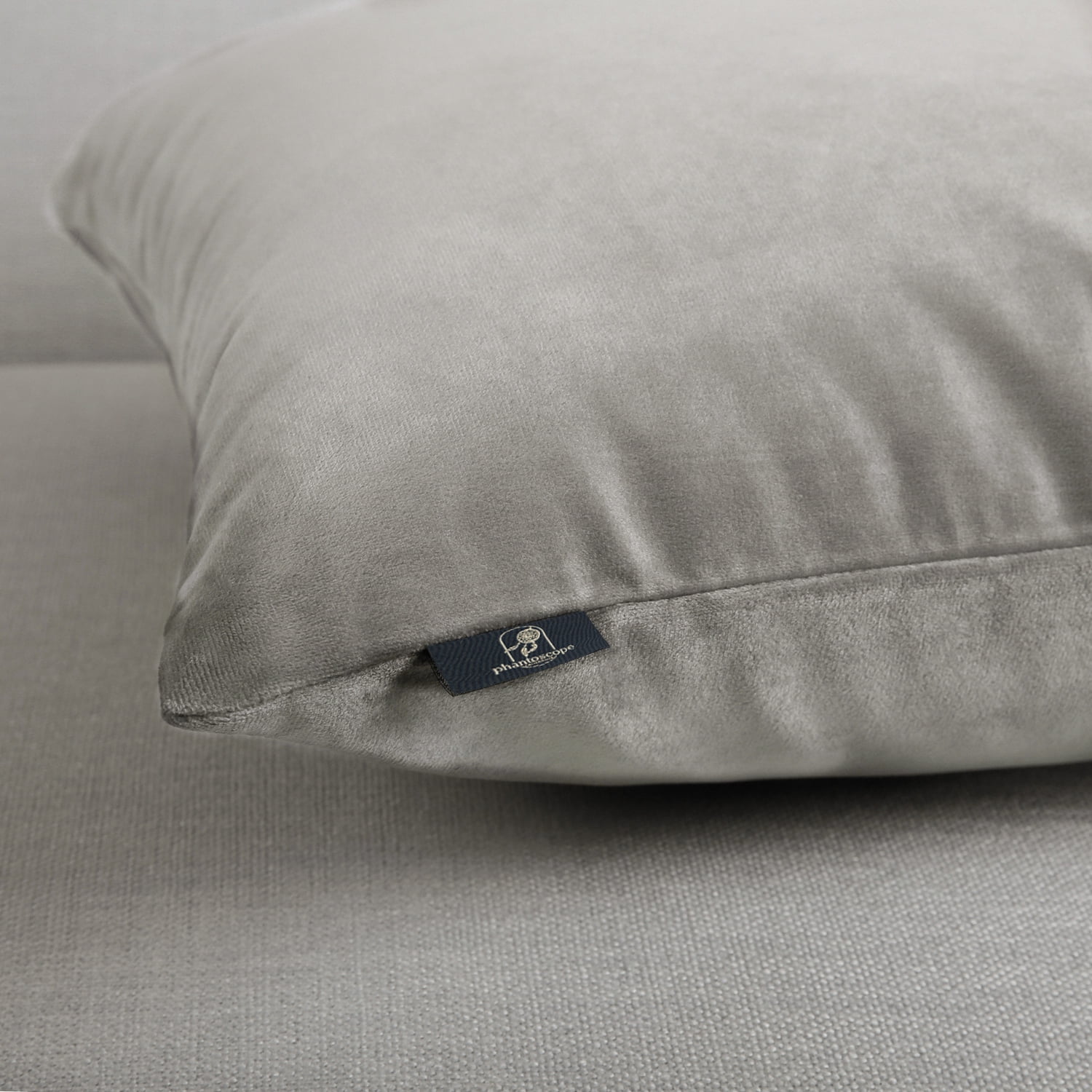 Phantoscope Decorative Throw Pillow Set, Soft Silky Velvet & Modern Faux Leather Woven Series Cushion Bundle, for Sofa Couch Bedroom, Light Gray, 18" x 18"