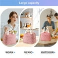 thumbnail image 3 of Cute Corduroy Lunch Bag for Women Men, Insulated Lunch Box Tote Bag Reusable Leakproof Bento Cooler Bag for Office Work Picnic Travel (Pink Flowers), 3 of 7