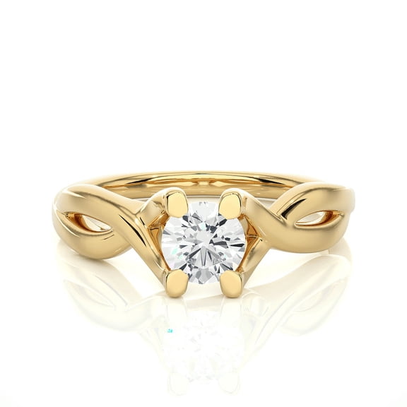 Moissanite Round Cut Moissanite Solitaire Engagement Ring 14K Yellow Gold Plated 925 Silver Anniversary Wedding Promise Ring for Women
