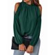 thumbnail image 1 of Blusas Elegantes e Informales para Mujer, con Hombros Descubiertos, Cuello con Volantes, Camisas de Moda de Otoño para el Trabajo Verde Oscuro XXL, 1 of 10