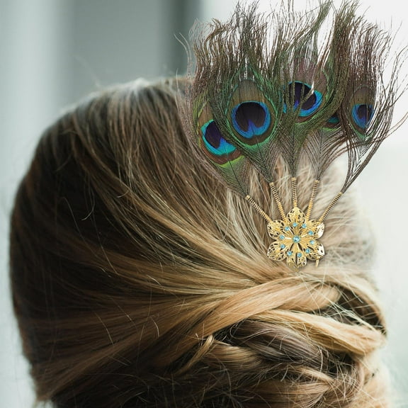 WHAMVOX Peacock Hair Clip 1920s Headpiece for Women Hairpin